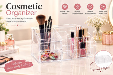 Acrylic Cosmetic Organizer | Makeup & Beauty Storage Organizer with Multiple Compartments