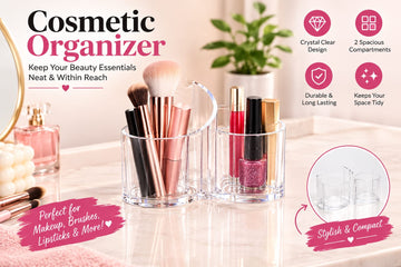 Acrylic Cosmetic Organizer – 2 Compartment Makeup & Beauty Storage Holder