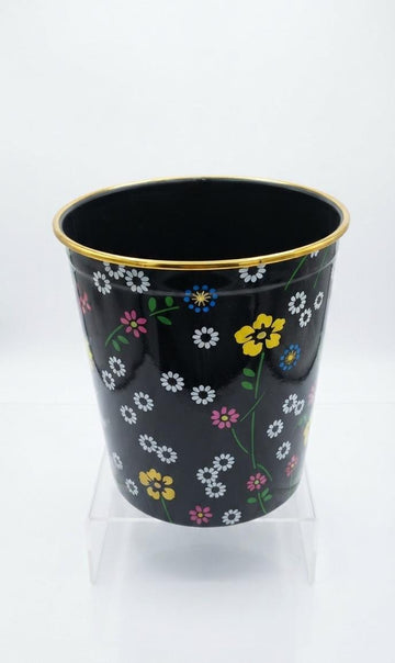 Black Floral Printed Storage Basket – Decorative Home & Kitchen Organizer