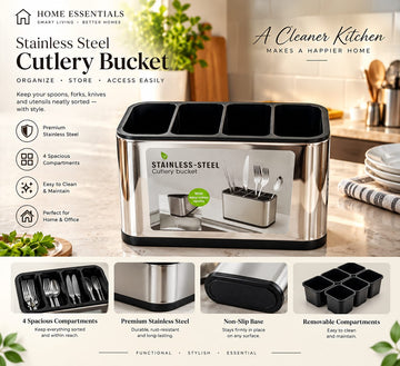 Stainless Steel Cutlery Holder – Kitchen Utensil & Spoon Organizer