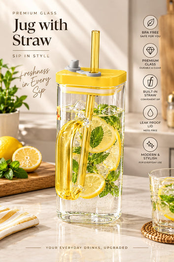 Drinking Jar with Straw & Lid – Reusable Beverage & Juice Jar