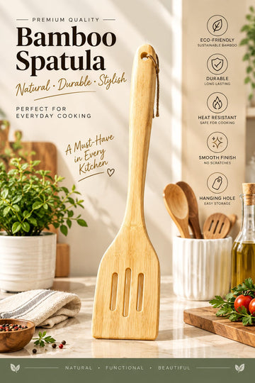 Bamboo Spatula – Natural Wooden Cooking & Kitchen Utensil
